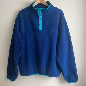 Vintage Lands’ End Fleece Snap Pullover Sweatshirt Unisex Size L